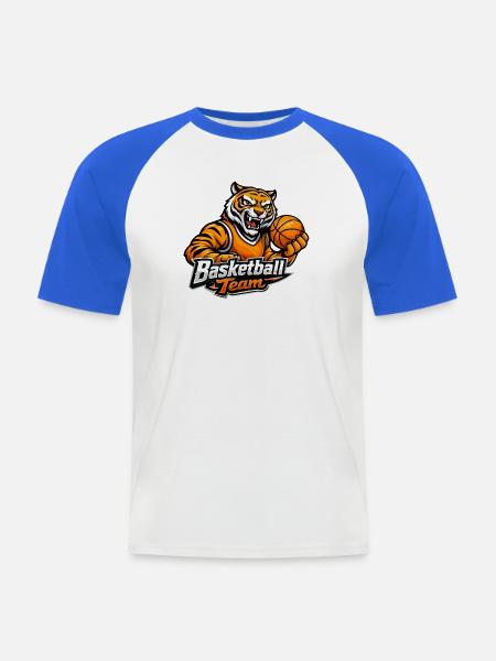 Tiger Basketball Team Motiv - Männer Baseball-T-Shirt - Weiß/Royalblau