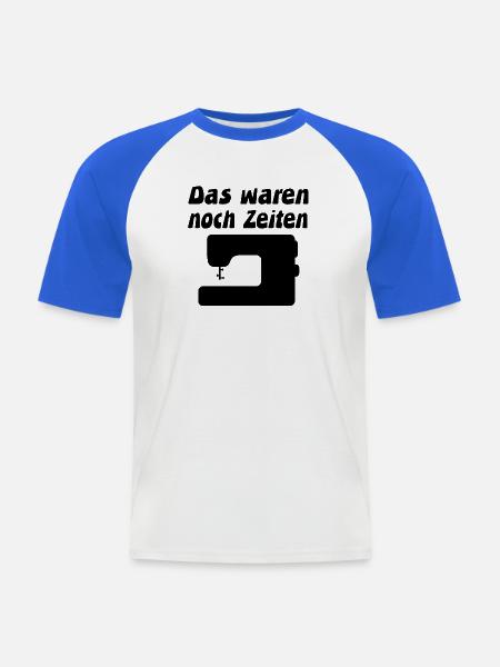 Nähmaschine - Männer Baseball-T-Shirt - Weiß/Royalblau