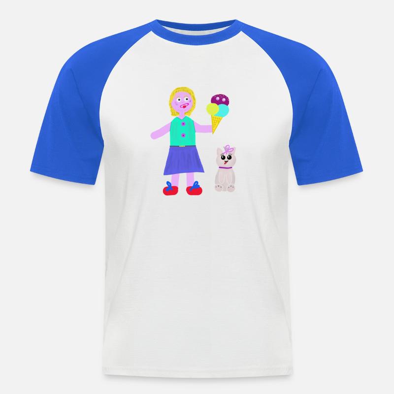 Eiscreme-Mädchen Eiscreme Eiswaffel Eis - Men's Baseball T-Shirt - white/royal blue