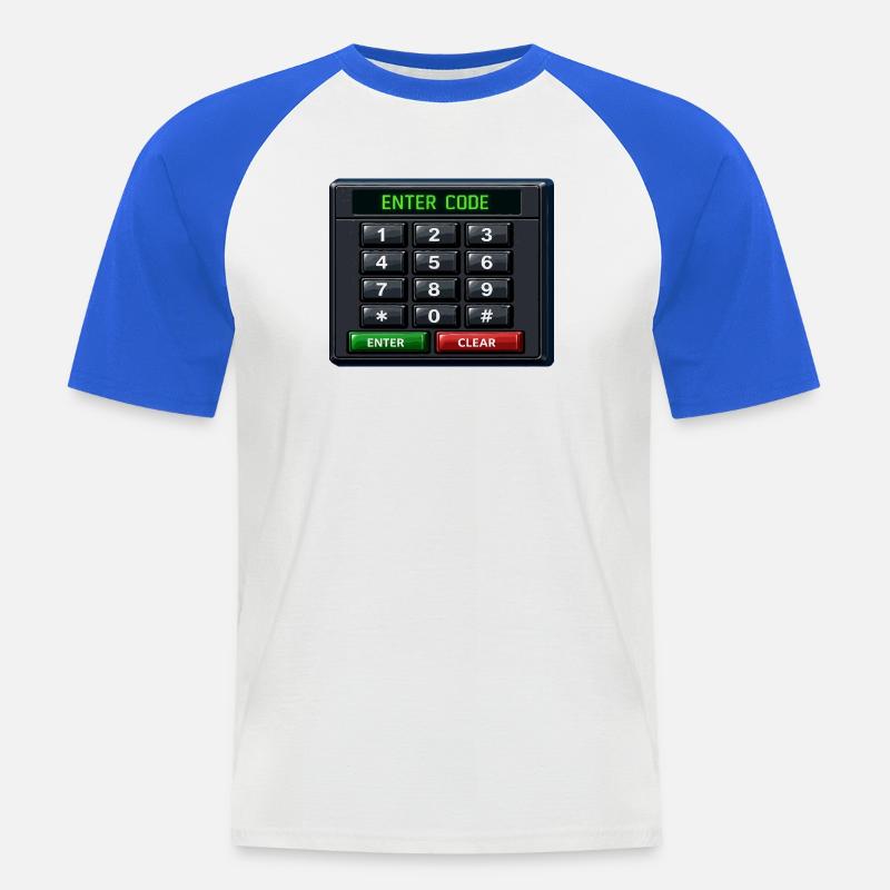 Geben Sie Code Keypad Neon ein - Männer Baseball-T-Shirt - Weiß/Royalblau