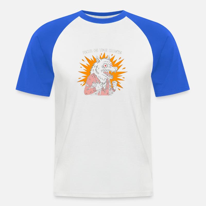Focus on growth Wolf - Maglia da baseball a manica corta da uomo - bianco/blu royal