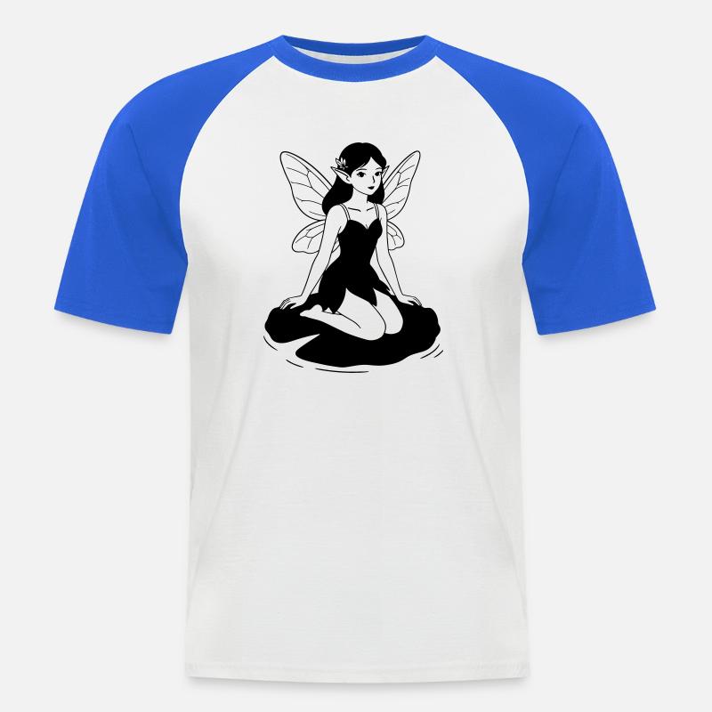 Fata - Maglia da baseball a manica corta da uomo - bianco/blu royal
