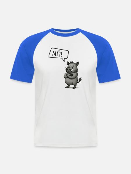 Nö! Wildschwein – Bockiger Keiler Statement - Männer Baseball-T-Shirt - Weiß/Royalblau
