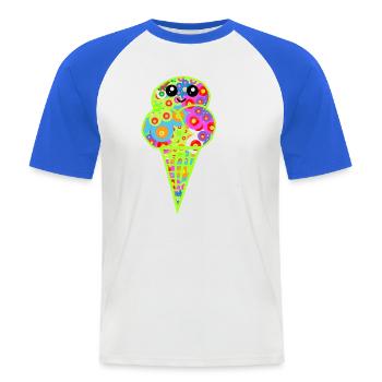Retro Eis Vintage Kinder Kind 60er  - Männer Baseball-T-Shirt - Weiß/Royalblau - Vorne