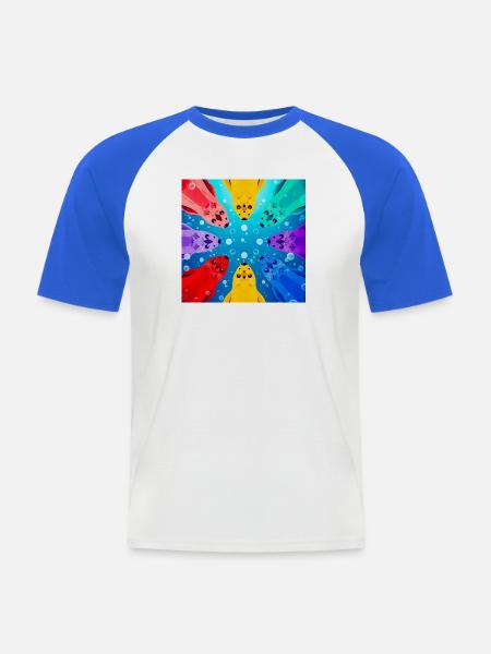 Bunte Kreis-Koi - Männer Baseball-T-Shirt - Weiß/Royalblau
