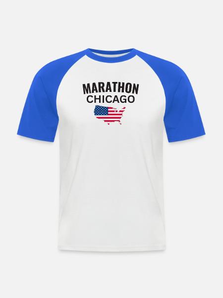 Marathon Chicago - Männer Baseball-T-Shirt - Weiß/Royalblau