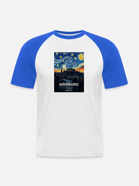 Marburg Germany Sternennacht - Männer Baseball-T-Shirt - Weiß/Royalblau