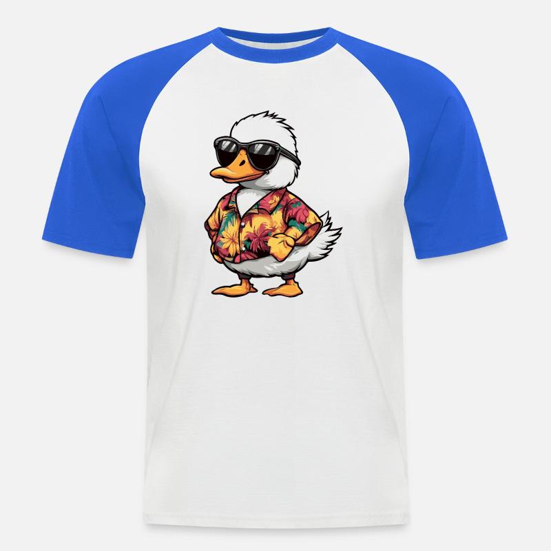 Gans Comic Urlaub - Männer Baseball-T-Shirt - Weiß/Royalblau