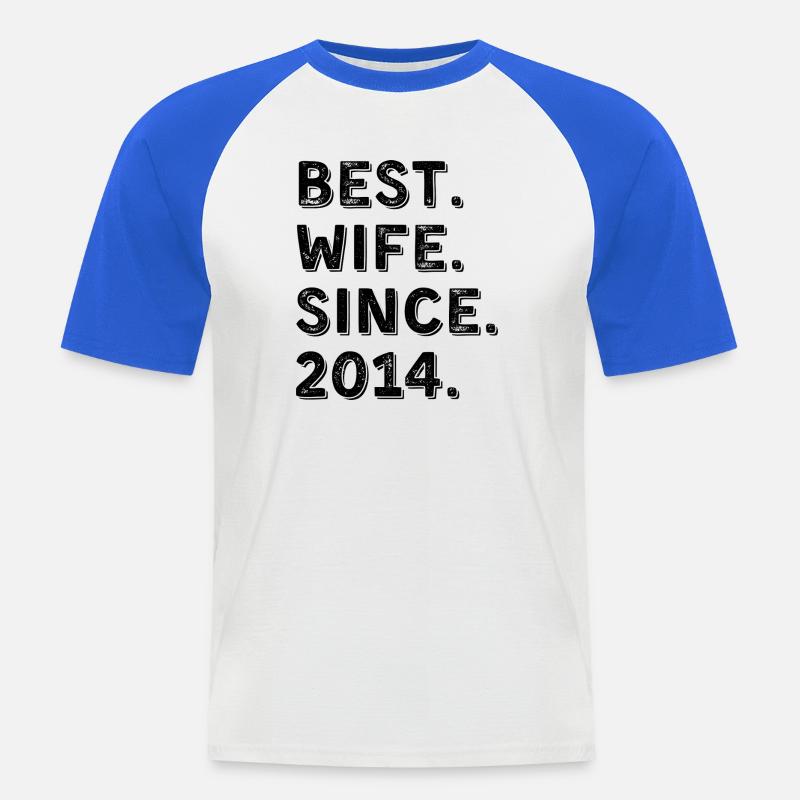 Beste Ehefrau seit 2014 12-jähriges Jubiläumsgeschenk - Männer Baseball-T-Shirt - Weiß/Royalblau
