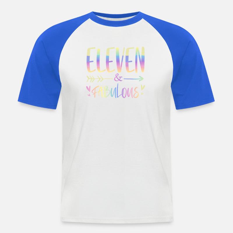 Eleven & Fabulous Rainbow Script - Men's Baseball T-Shirt - white/royal blue