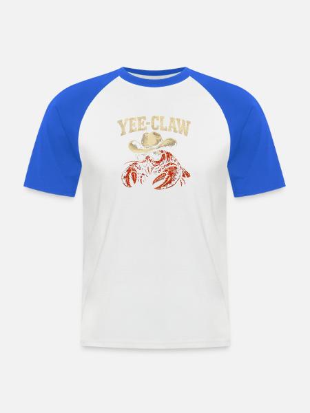 Yee-Claw-Flusskrebse, Cajun-Meeresfrüchte, Flusskr - Männer Baseball-T-Shirt - Weiß/Royalblau