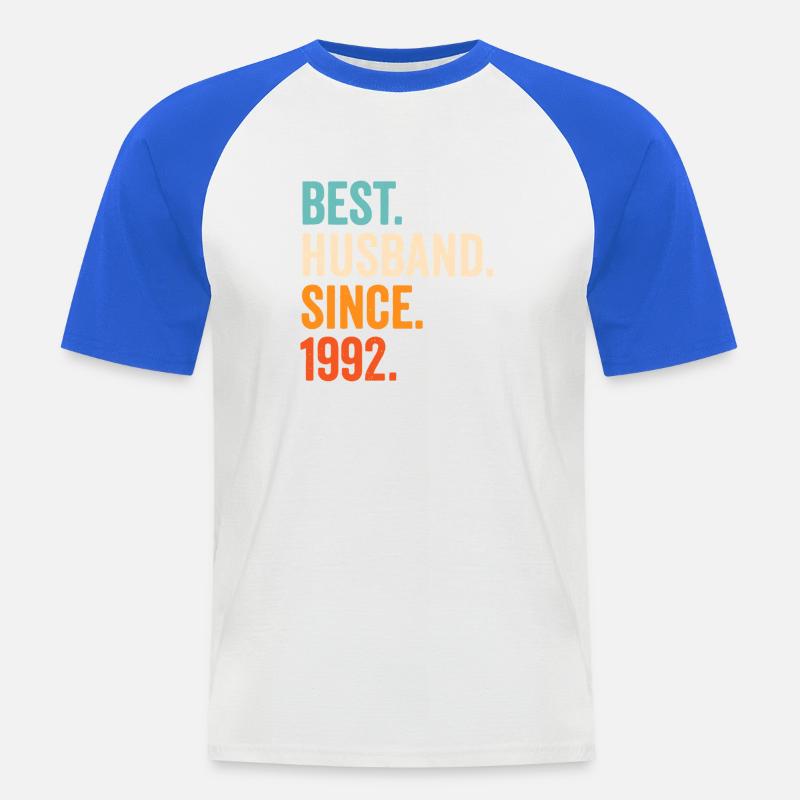 Bester Ehemann seit 1992 - Männer Baseball-T-Shirt - Weiß/Royalblau