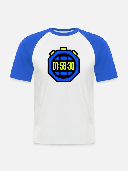 Stopwatch Best Time Half Marathon - Men's Baseball T-Shirt - white/royal blue