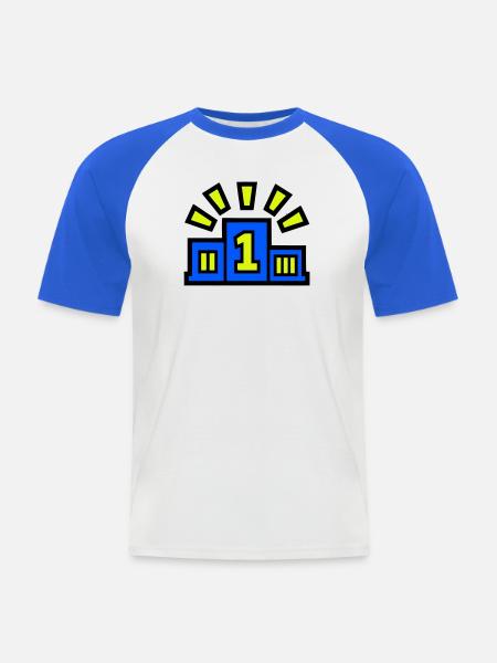 Winner Podium Place 1 Champion - Men's Baseball T-Shirt - white/royal blue