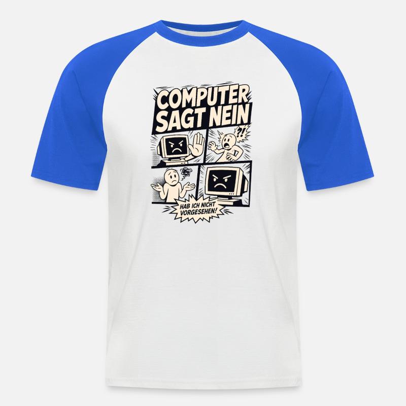 Computer sagt nein Comic Design - Männer Baseball-T-Shirt - Weiß/Royalblau