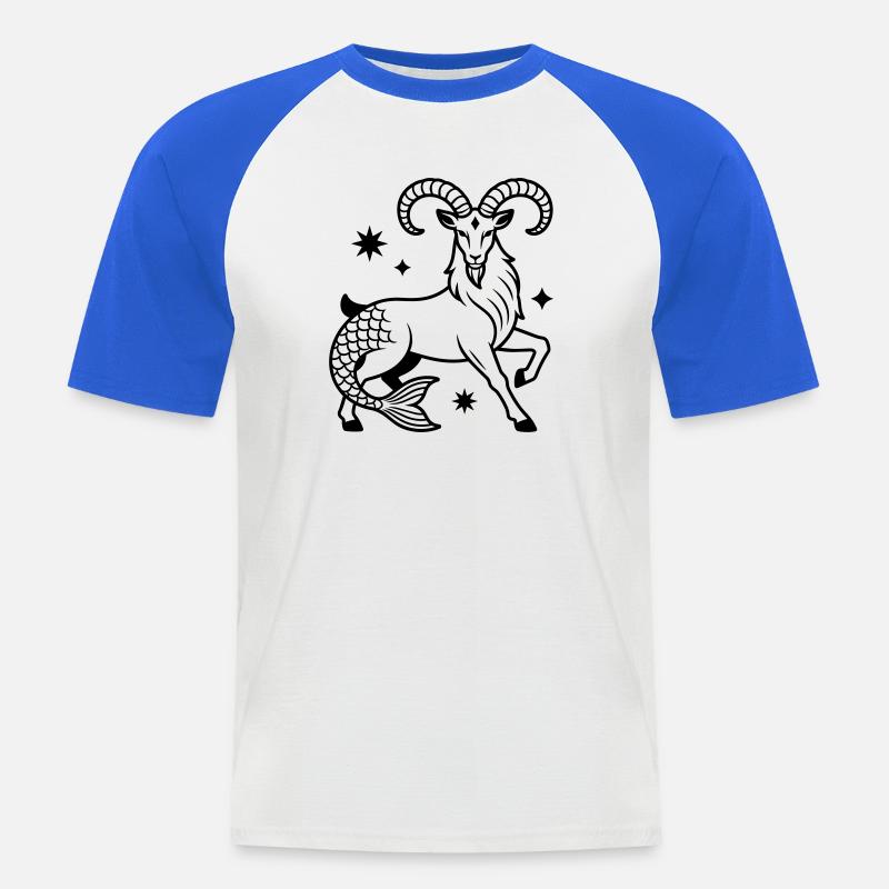 Steinbock - Männer Baseball-T-Shirt - Weiß/Royalblau