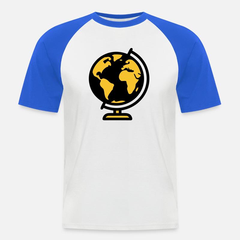 Globus Weltkugel Erde Schule - Männer Baseball-T-Shirt - Weiß/Royalblau