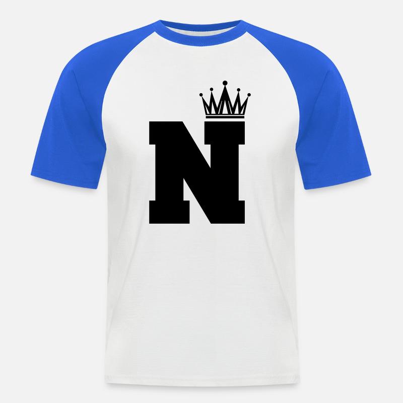 N Krone - Männer Baseball-T-Shirt - Weiß/Royalblau