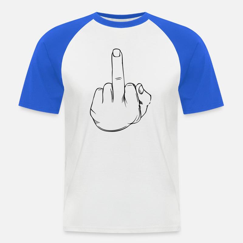 Mittelfinger Statement - Männer Baseball-T-Shirt - Weiß/Royalblau