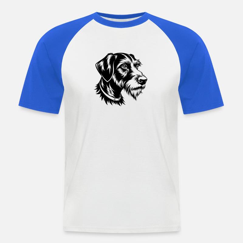 Deutscher Drahthaar-Pointer - Männer Baseball-T-Shirt - Weiß/Royalblau