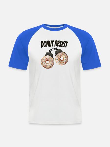 Donut Resist lustiges Donut-Shirt - Männer Baseball-T-Shirt - Weiß/Royalblau