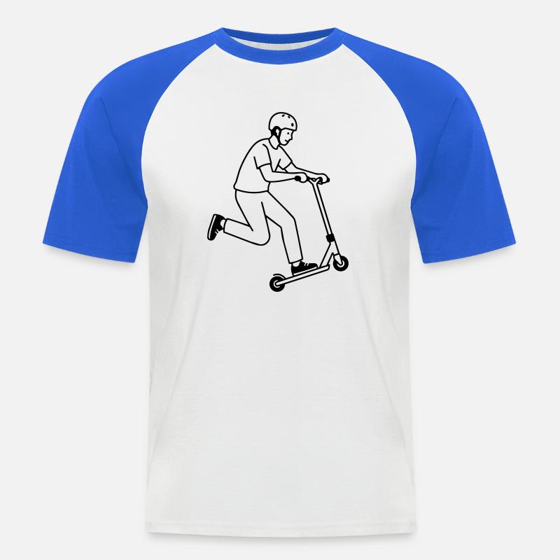Stuntroller - Männer Baseball-T-Shirt - Weiß/Royalblau