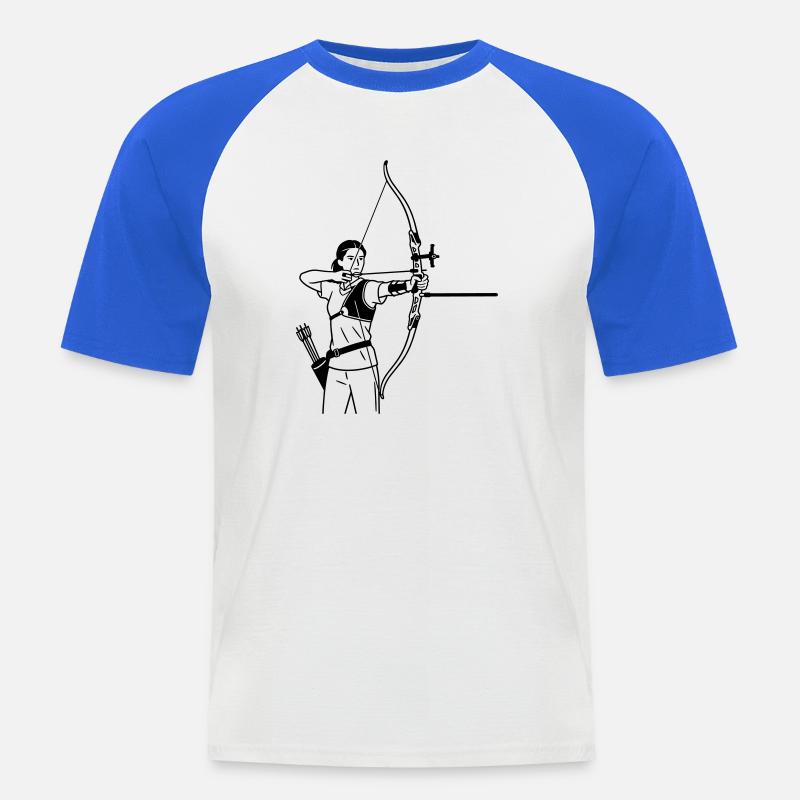 Bogenschießen - Männer Baseball-T-Shirt - Weiß/Royalblau