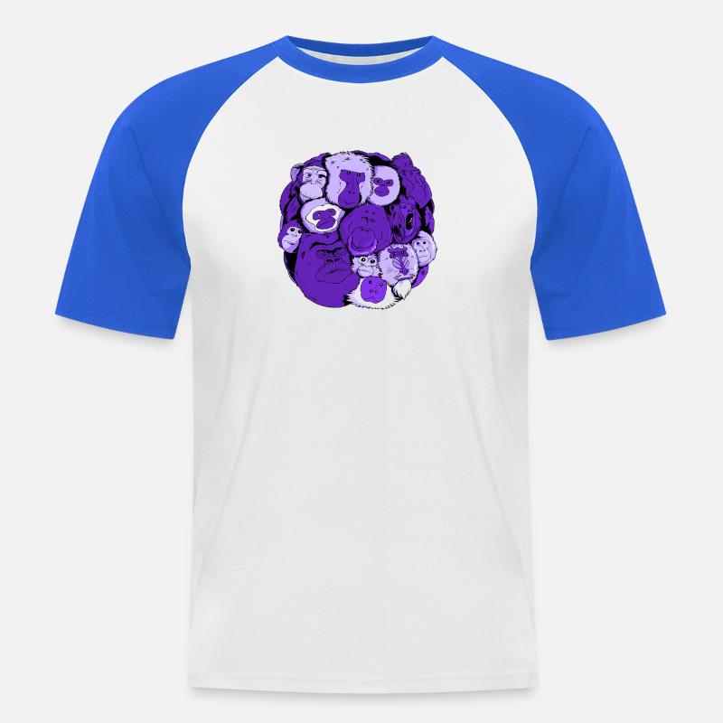 Monkey Ball - Männer Baseball-T-Shirt - Weiß/Royalblau