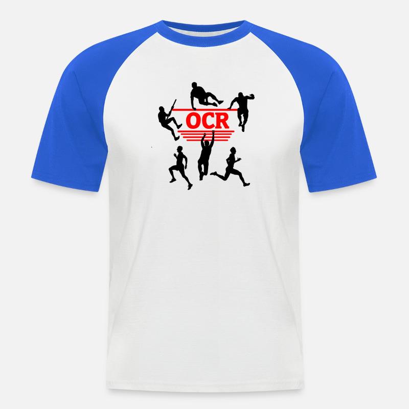 Puissance OCR – Conception de courses d’obstacles - T-shirt baseball manches courtes Homme - blanc/bleu royal
