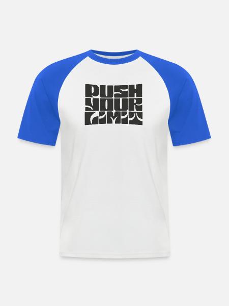 Gehen Sie an Ihre Grenzen - Männer Baseball-T-Shirt - Weiß/Royalblau