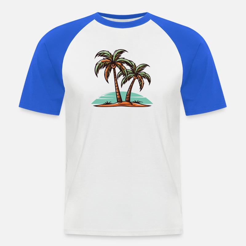 Palmen Insel Urlaub - Männer Baseball-T-Shirt - Weiß/Royalblau