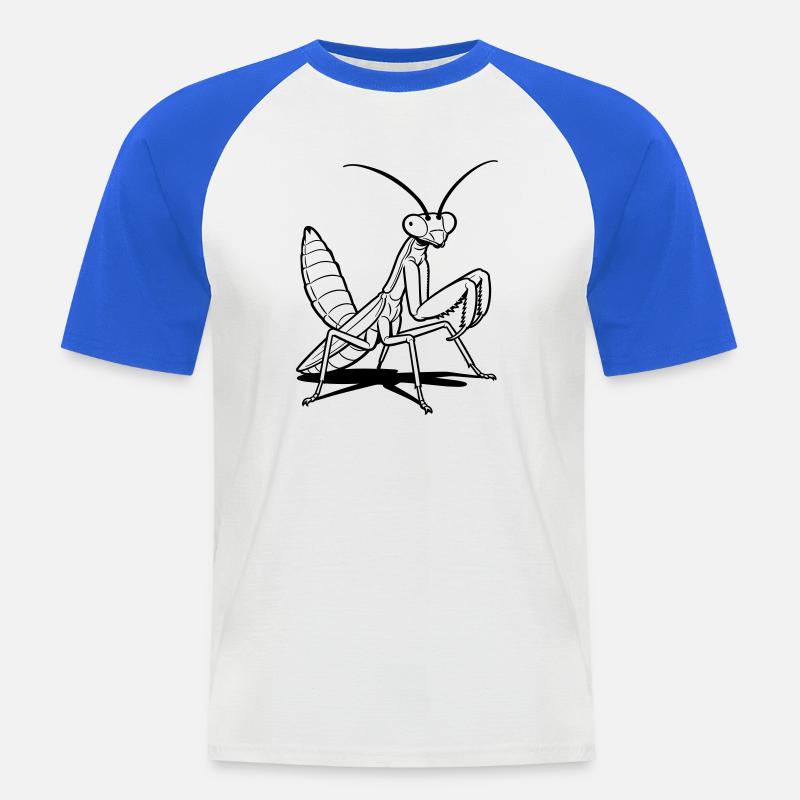 Gottesanbeterin - Männer Baseball-T-Shirt - Weiß/Royalblau