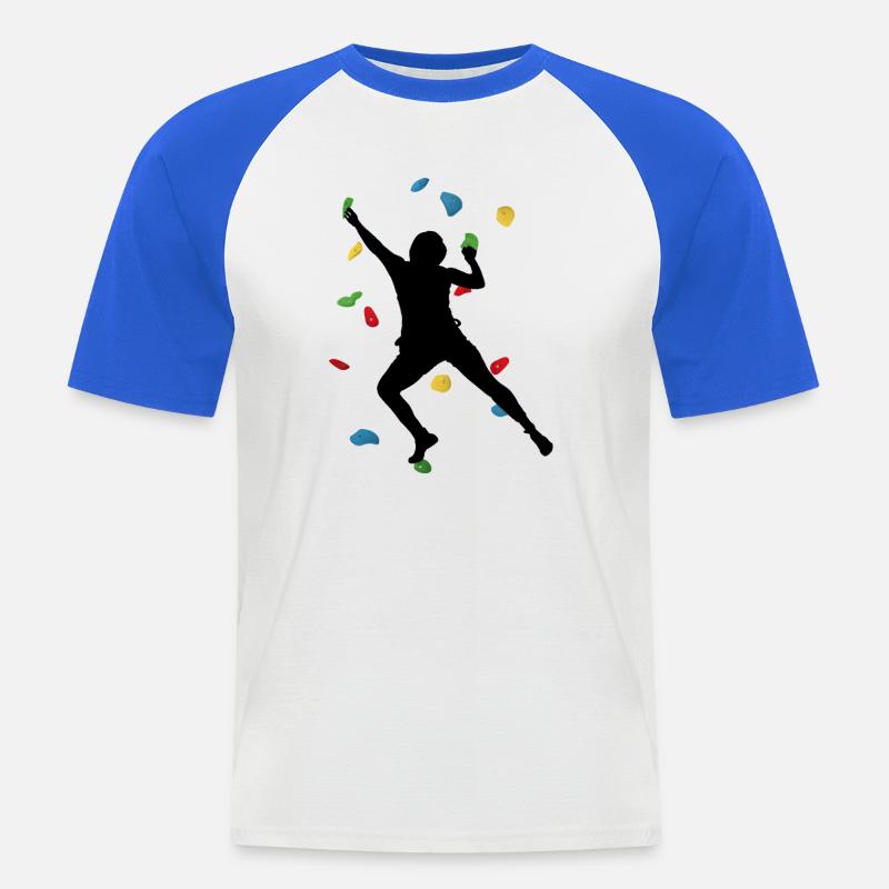 Climb Wall Man – Boulder Challenge - Männer Baseball-T-Shirt - Weiß/Royalblau