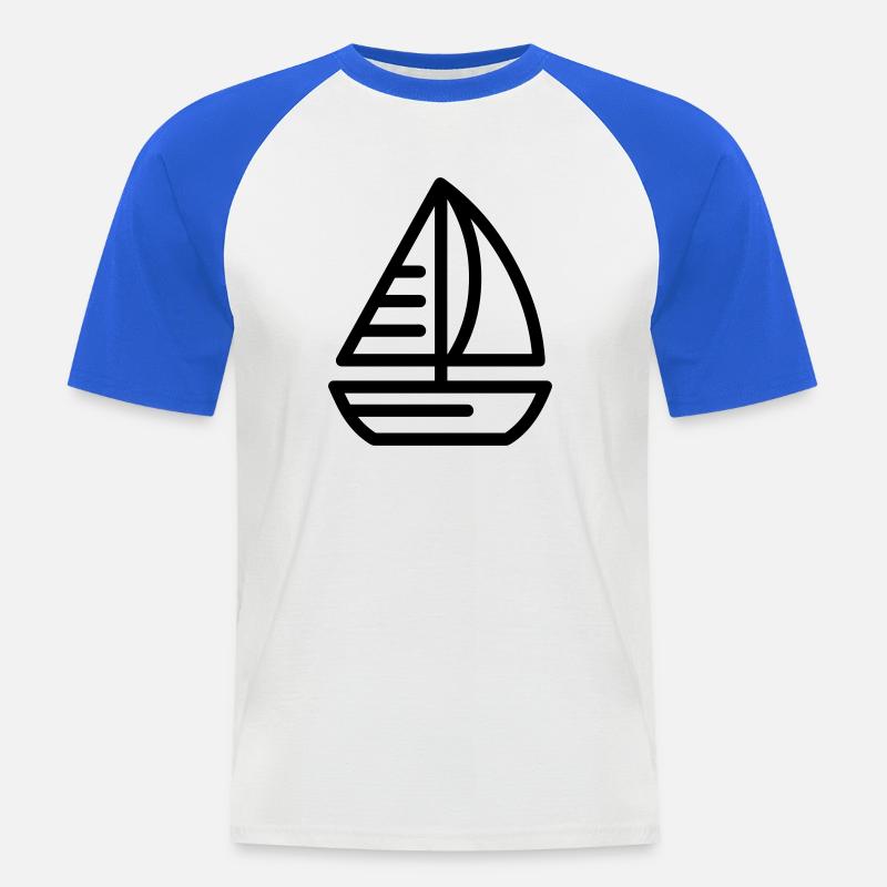 Boot - Männer Baseball-T-Shirt - Weiß/Royalblau