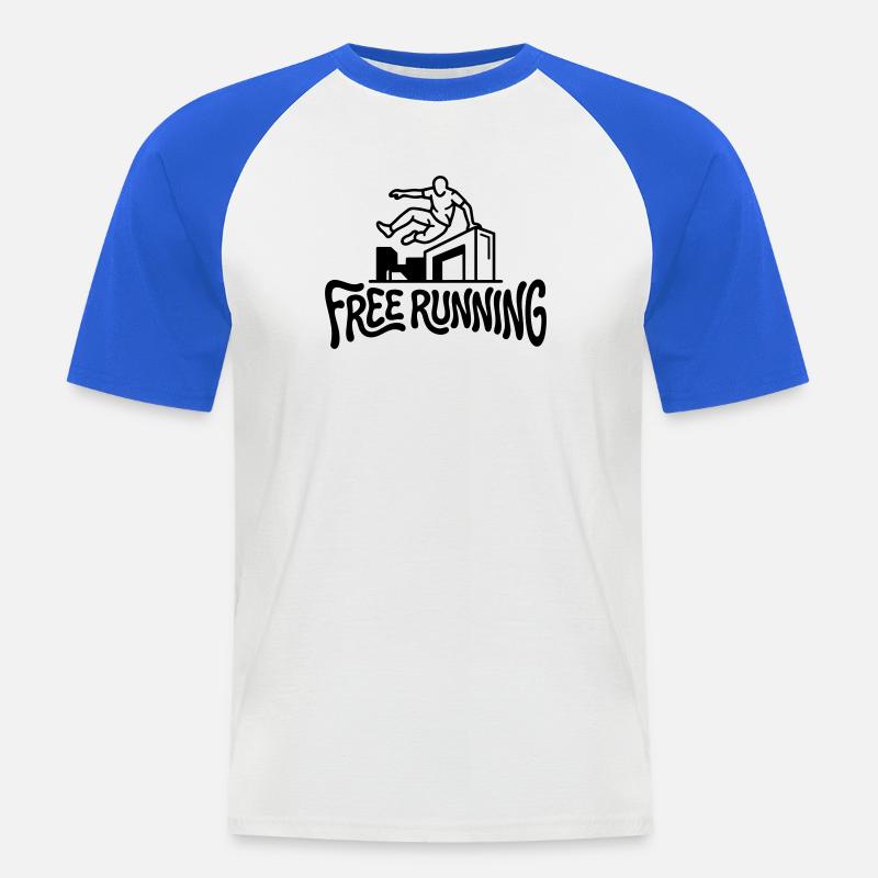 free runner - Men's Baseball T-Shirt - white/royal blue
