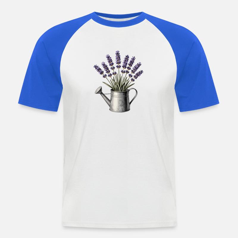 Lavendel in einer Gießkanne - Männer Baseball-T-Shirt - Weiß/Royalblau