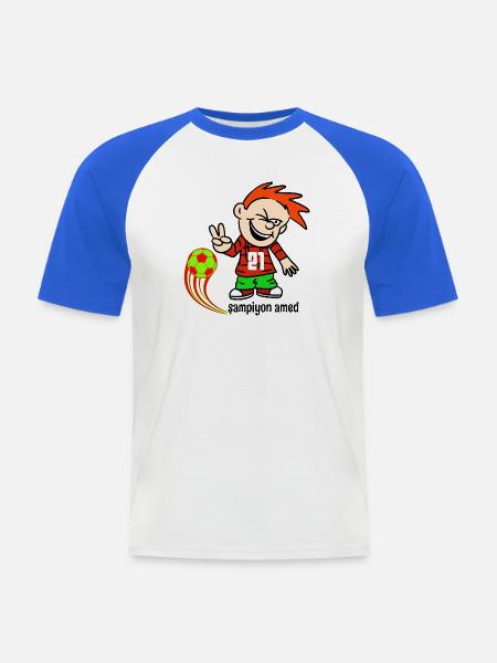 21 amed frech sampiyon amed - Männer Baseball-T-Shirt - Weiß/Royalblau