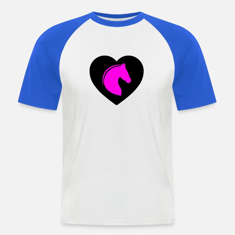 Pferde - Männer Baseball-T-Shirt - Weiß/Royalblau