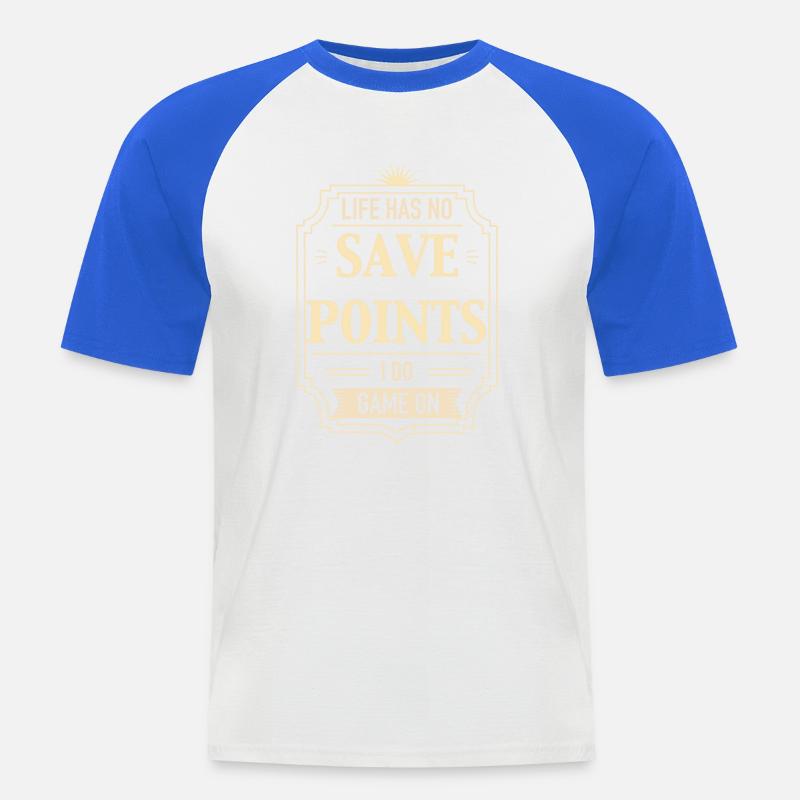 Life Has No Save Points - Men's Baseball T-Shirt - white/royal blue
