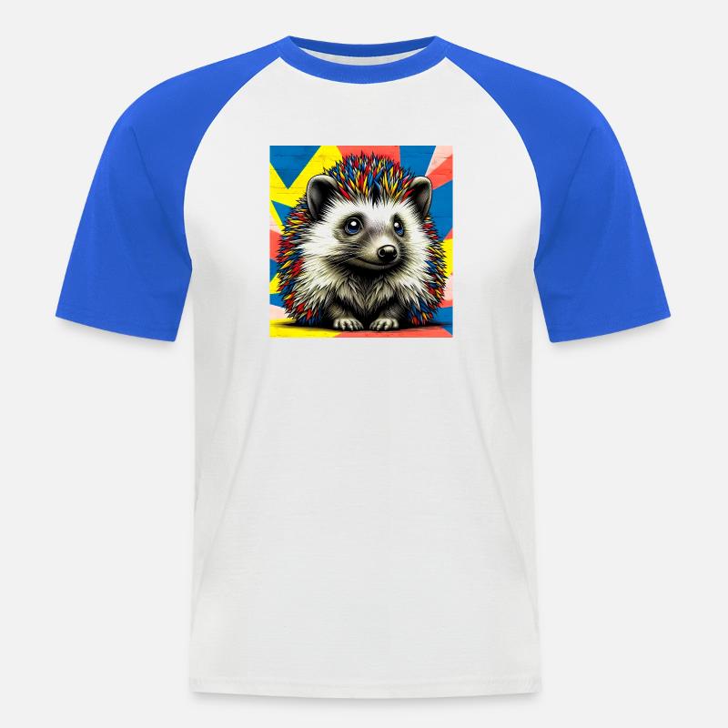Igel - Männer Baseball-T-Shirt - Weiß/Royalblau