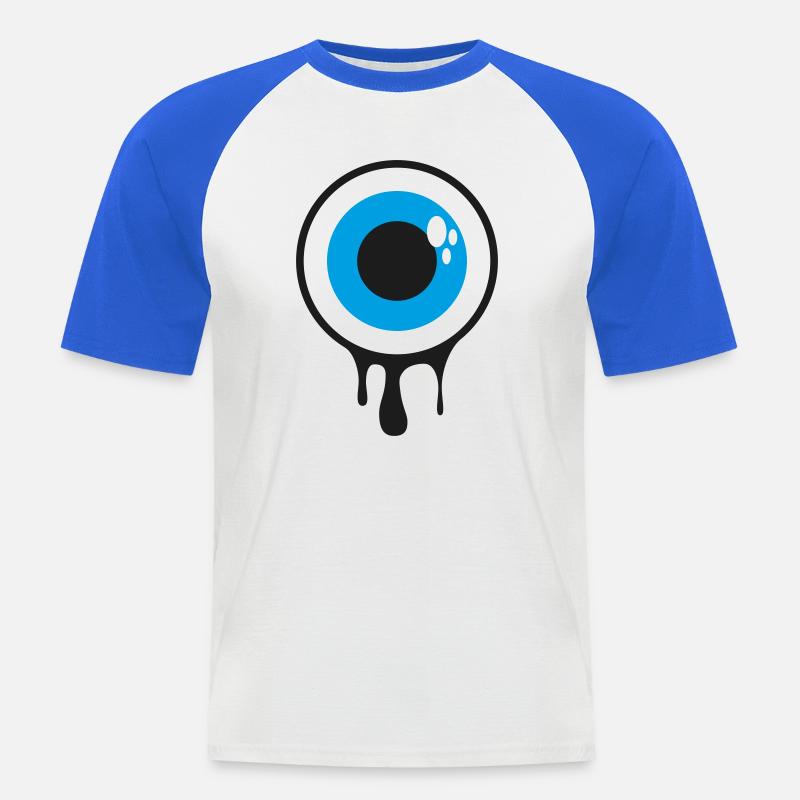 Dripping Eye - Männer Baseball-T-Shirt - Weiß/Royalblau
