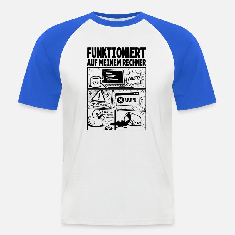 Läuft Coding Comic Design - Männer Baseball-T-Shirt - Weiß/Royalblau