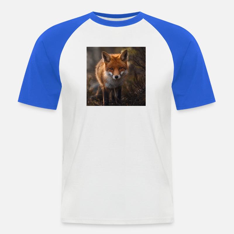 Fuchs in einer Waldlichtung - Männer Baseball-T-Shirt - Weiß/Royalblau