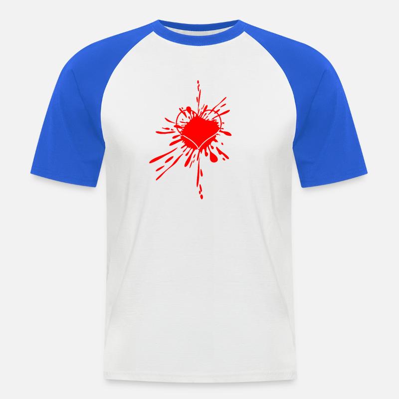 Herzspritzer Splatterkunst - Männer Baseball-T-Shirt - Weiß/Royalblau