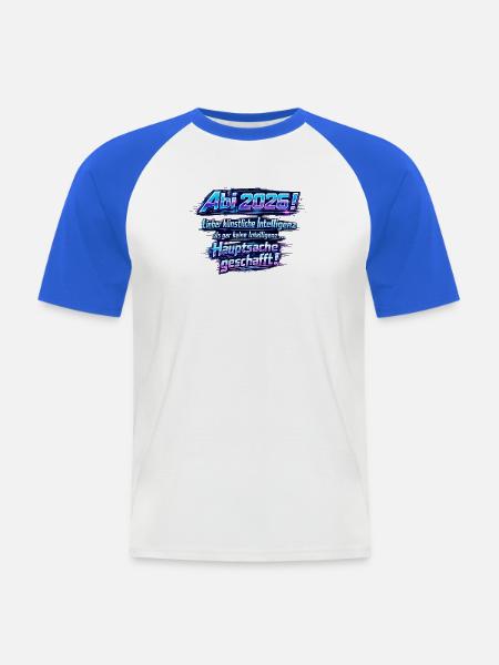 Abi 2026 KI Hauptsache geschafft - Männer Baseball-T-Shirt - Weiß/Royalblau
