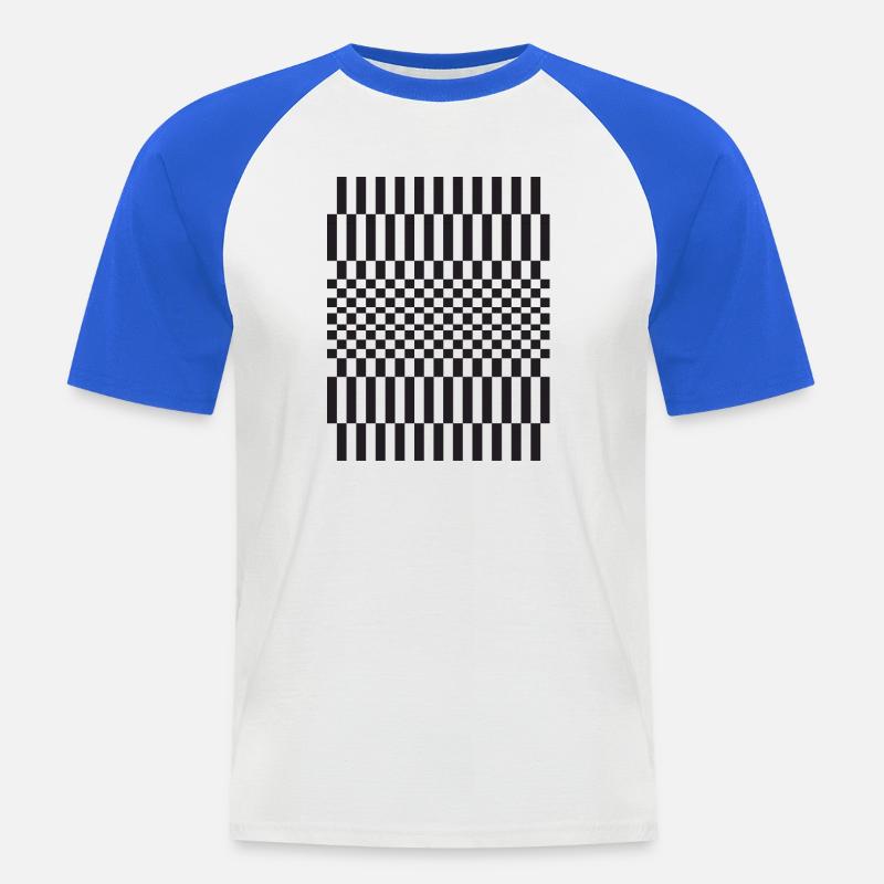 Geometric chessboard Grid Pattern - Men's Baseball T-Shirt - white/royal blue
