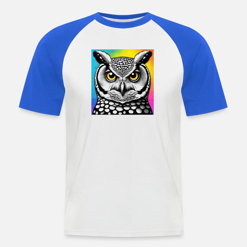 Eule - Männer Baseball-T-Shirt - Weiß/Royalblau