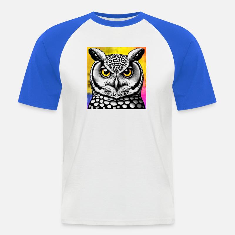 Eule - Männer Baseball-T-Shirt - Weiß/Royalblau