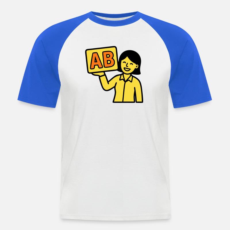 Lehrerin Grundschule ABC Vektor - Männer Baseball-T-Shirt - Weiß/Royalblau