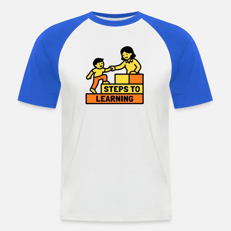 Steps to Learning School Logo - Men's Baseball T-Shirt - white/royal blue